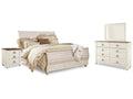 Willowton Whitewash King Sleigh Bedroom Set