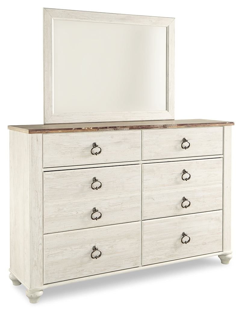 Willowton Whitewash King Sleigh Bedroom Set
