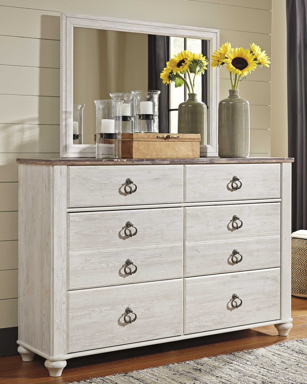 Willowton Whitewash King Sleigh Bedroom Set