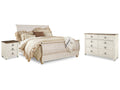 Willowton Whitewash King Sleigh Bedroom Set