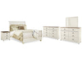 Willowton Whitewash Queen Bed & Dresser & Mirror & Chest