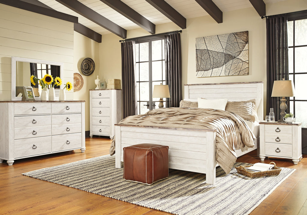 Willowton Whitewash Queen Panel Bed