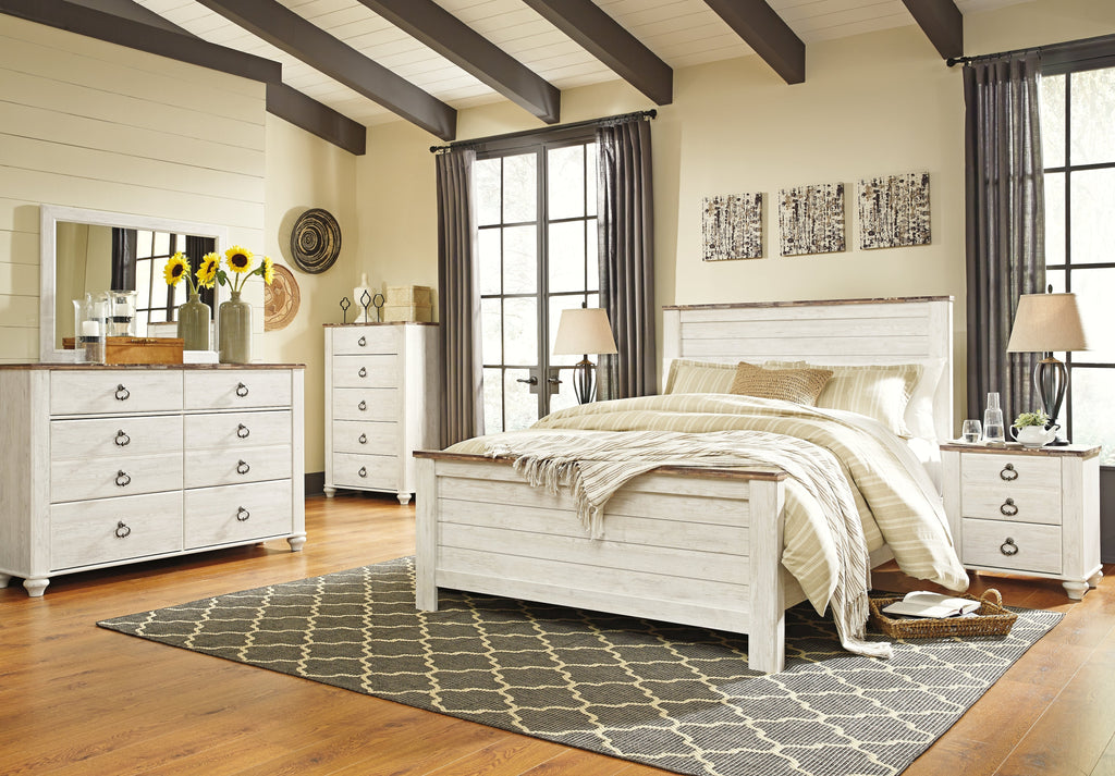 Willowton Whitewash Queen Panel Bed