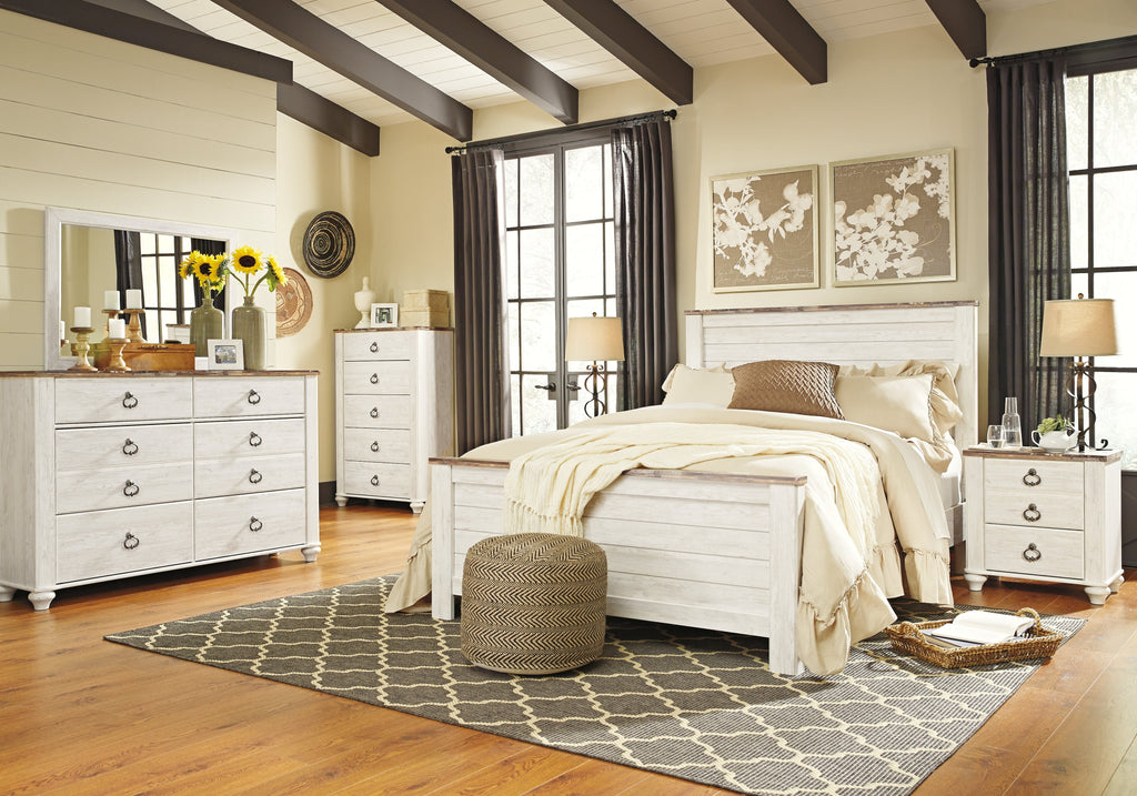 Willowton Whitewash Queen Panel Bed
