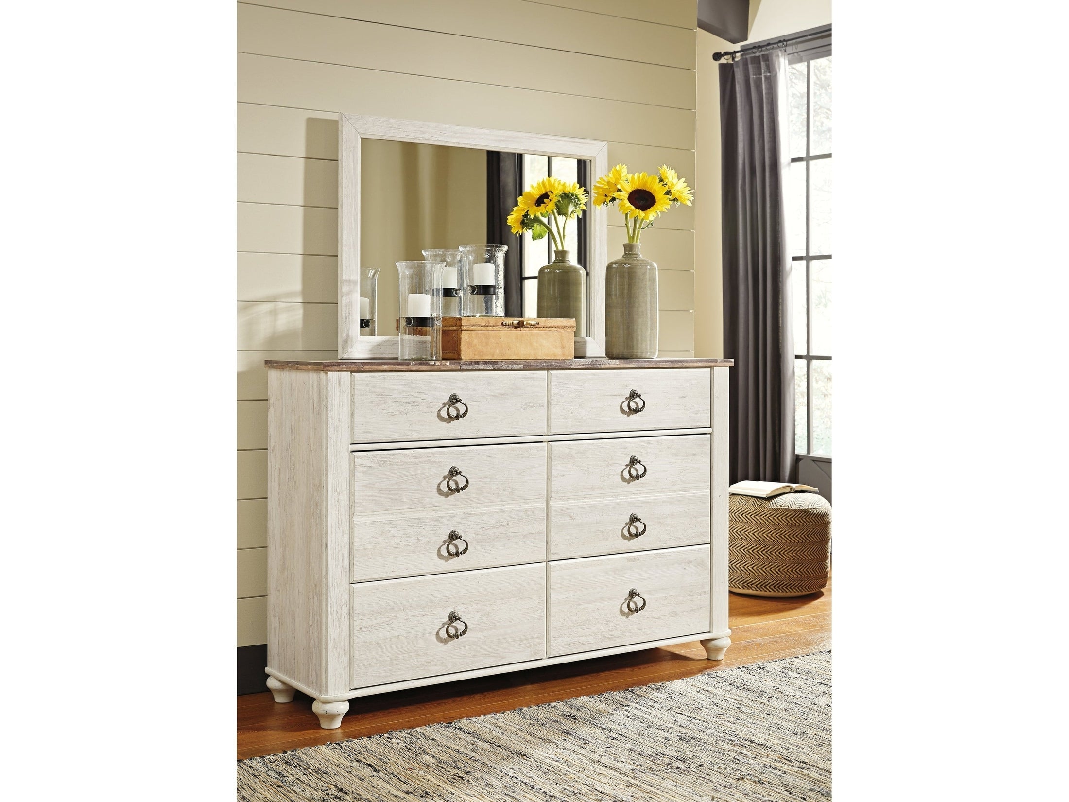 Willowton Whitewash Queen Panel Bedroom Set