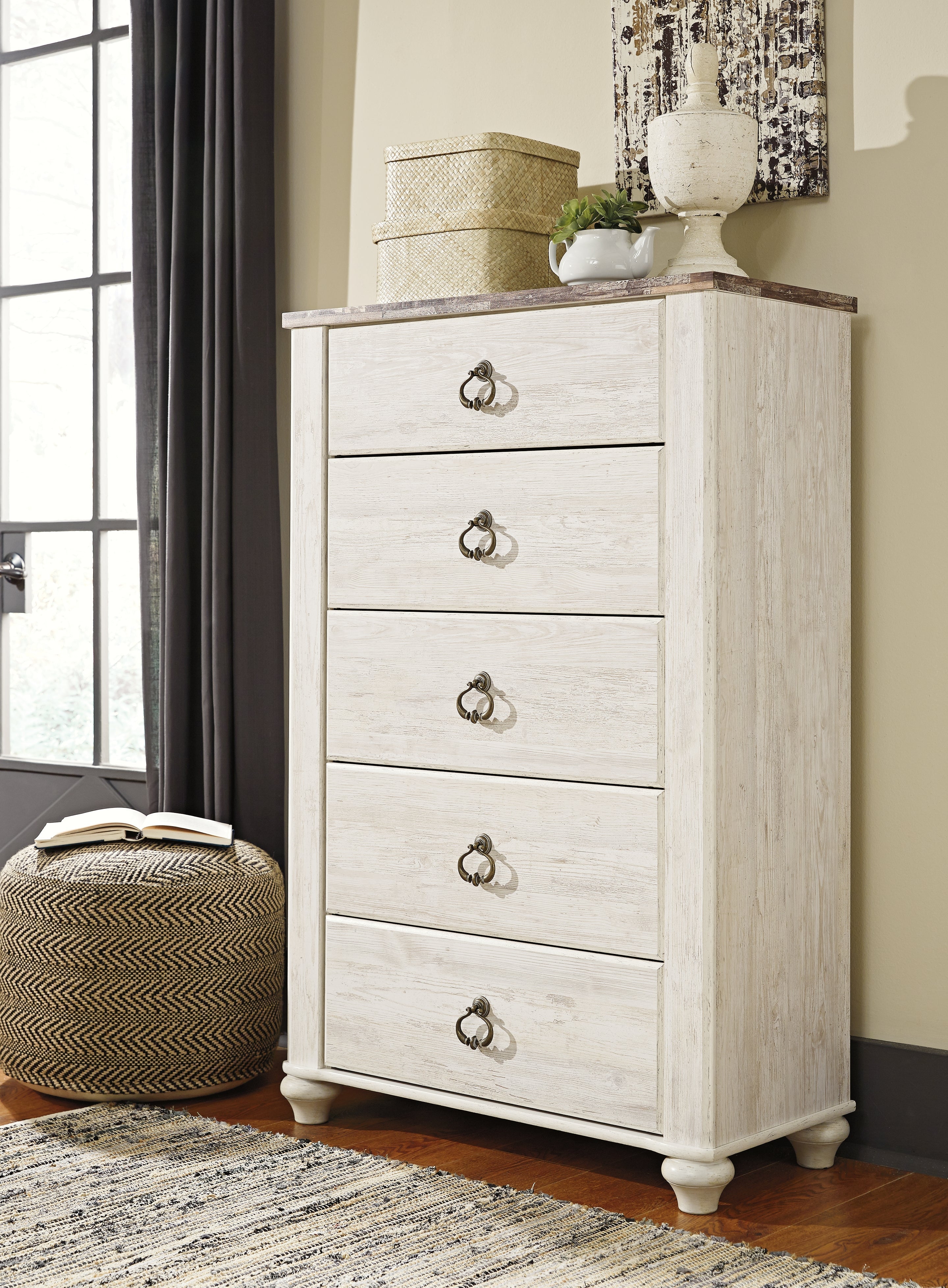 Willowton Whitewash Queen Panel Bedroom Set