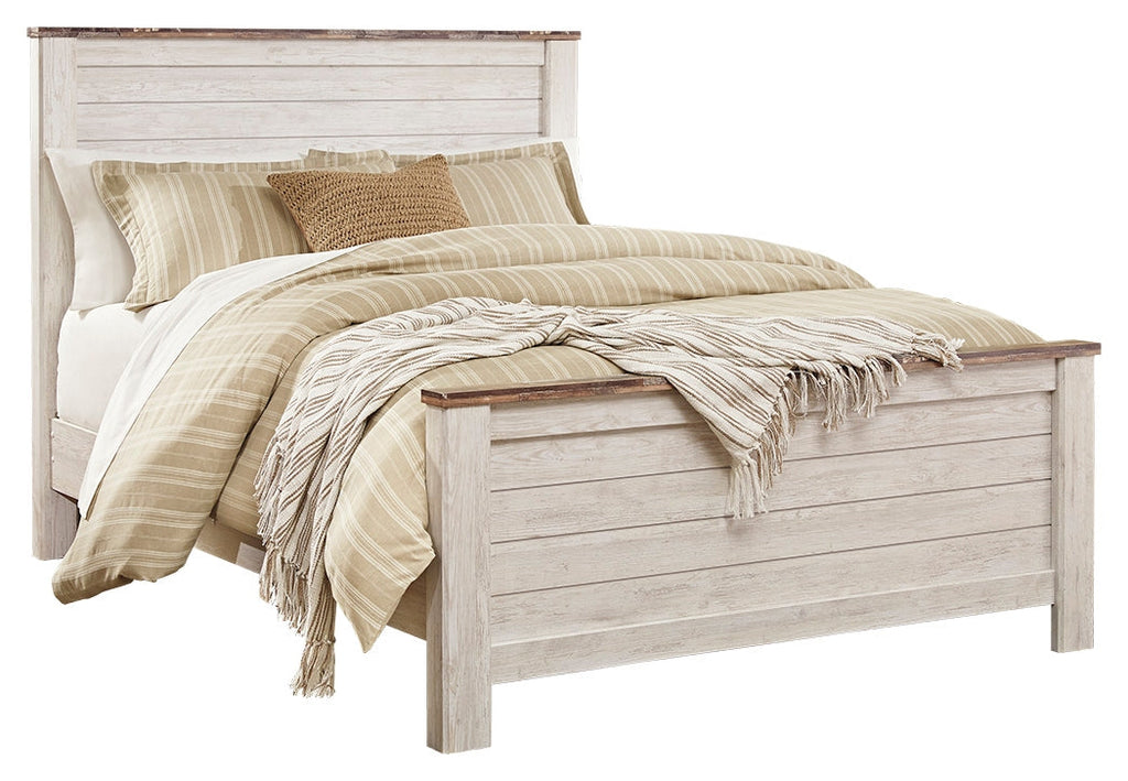 Willowton Whitewash Queen Panel Bedroom Set