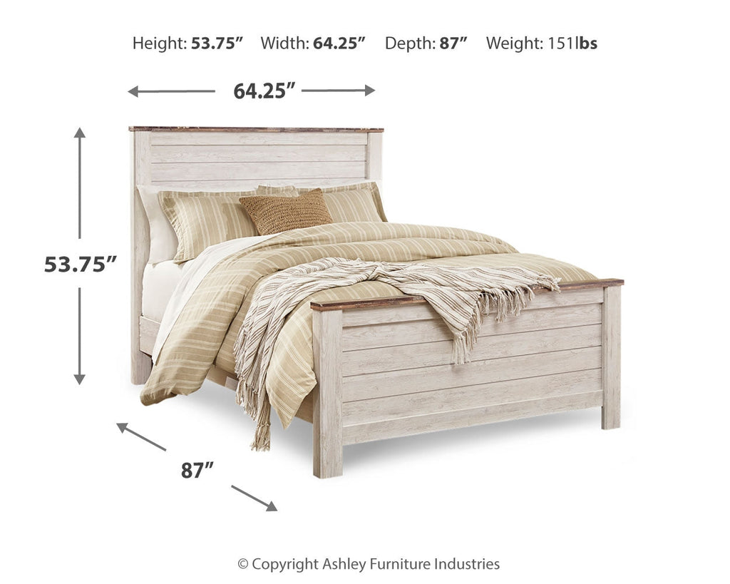 Willowton Whitewash Queen Panel Bedroom Set