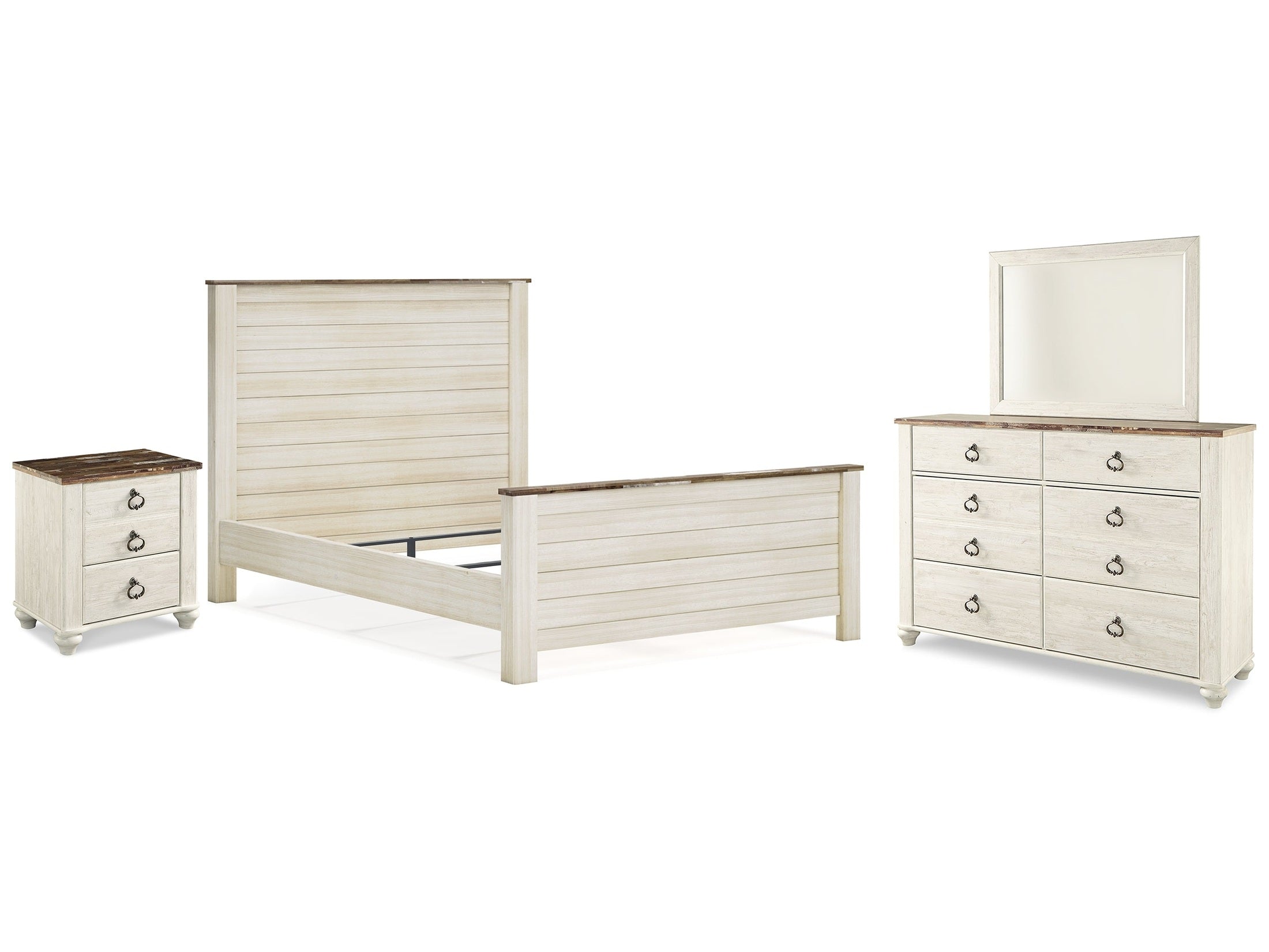 Willowton Whitewash Queen Panel Bedroom Set