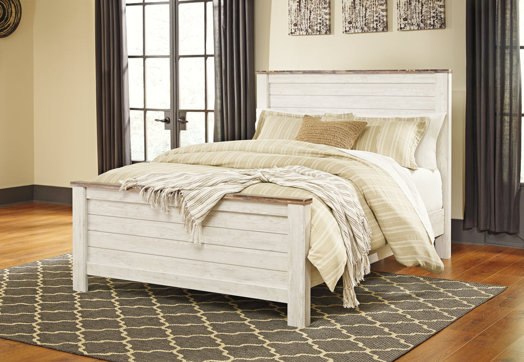 Willowton Whitewash Queen Panel Bedroom Set