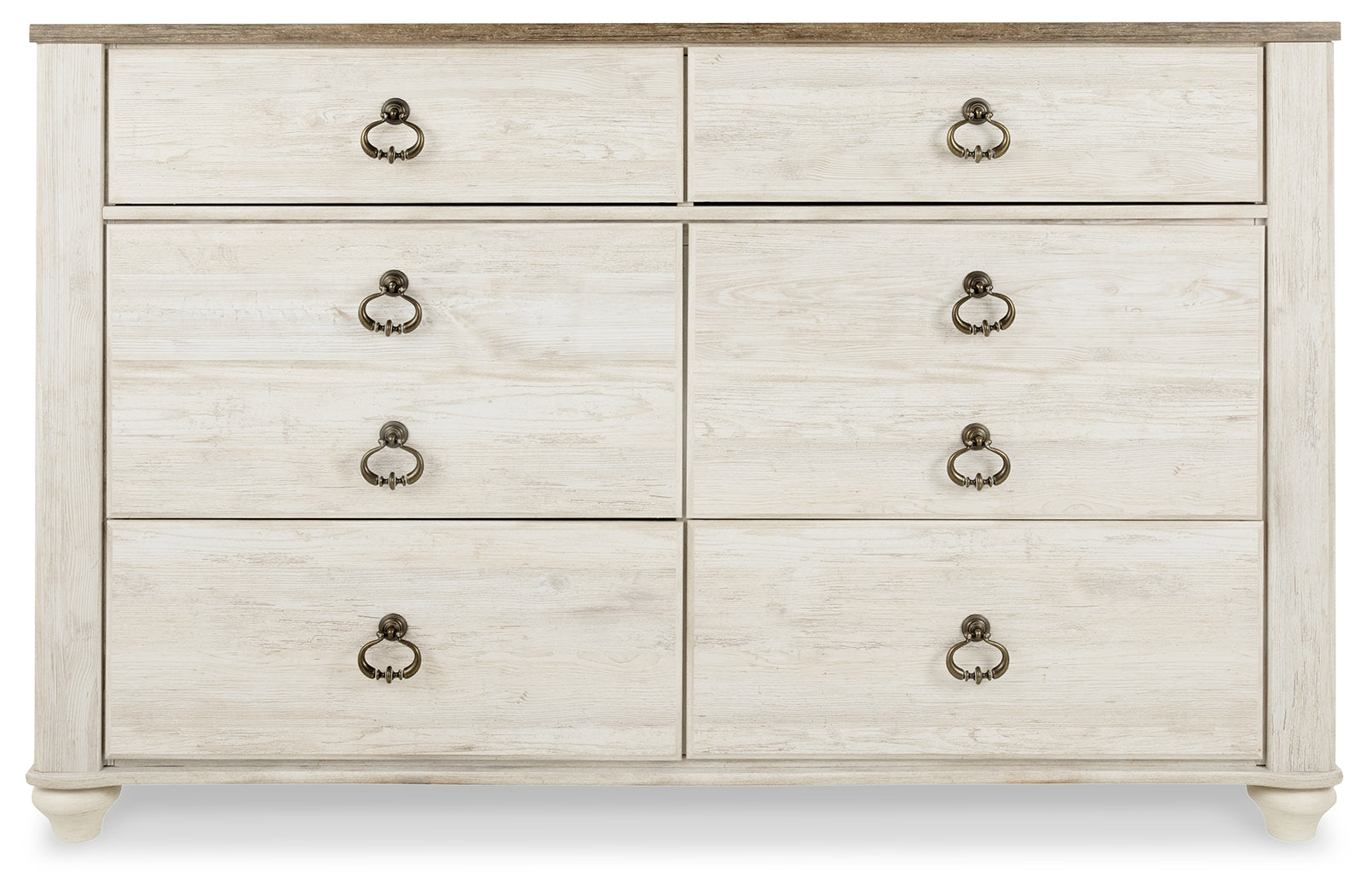 Willowton Whitewash Queen Sleigh Bed & Dresser & Nightstand