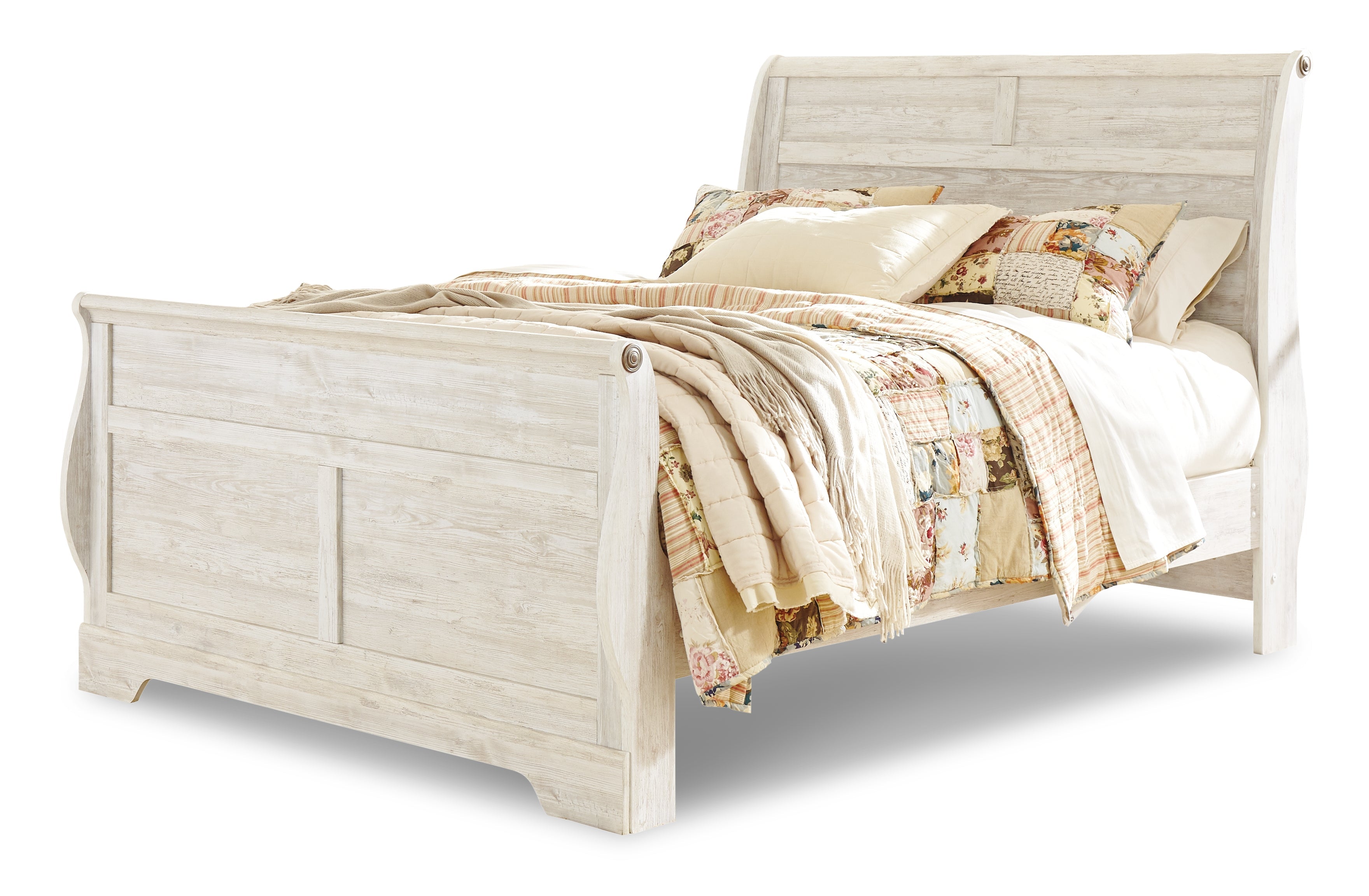 Willowton Whitewash Queen Sleigh Bed, Dresser and Mirror