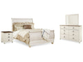 Willowton Whitewash Queen Sleigh Bedroom Set
