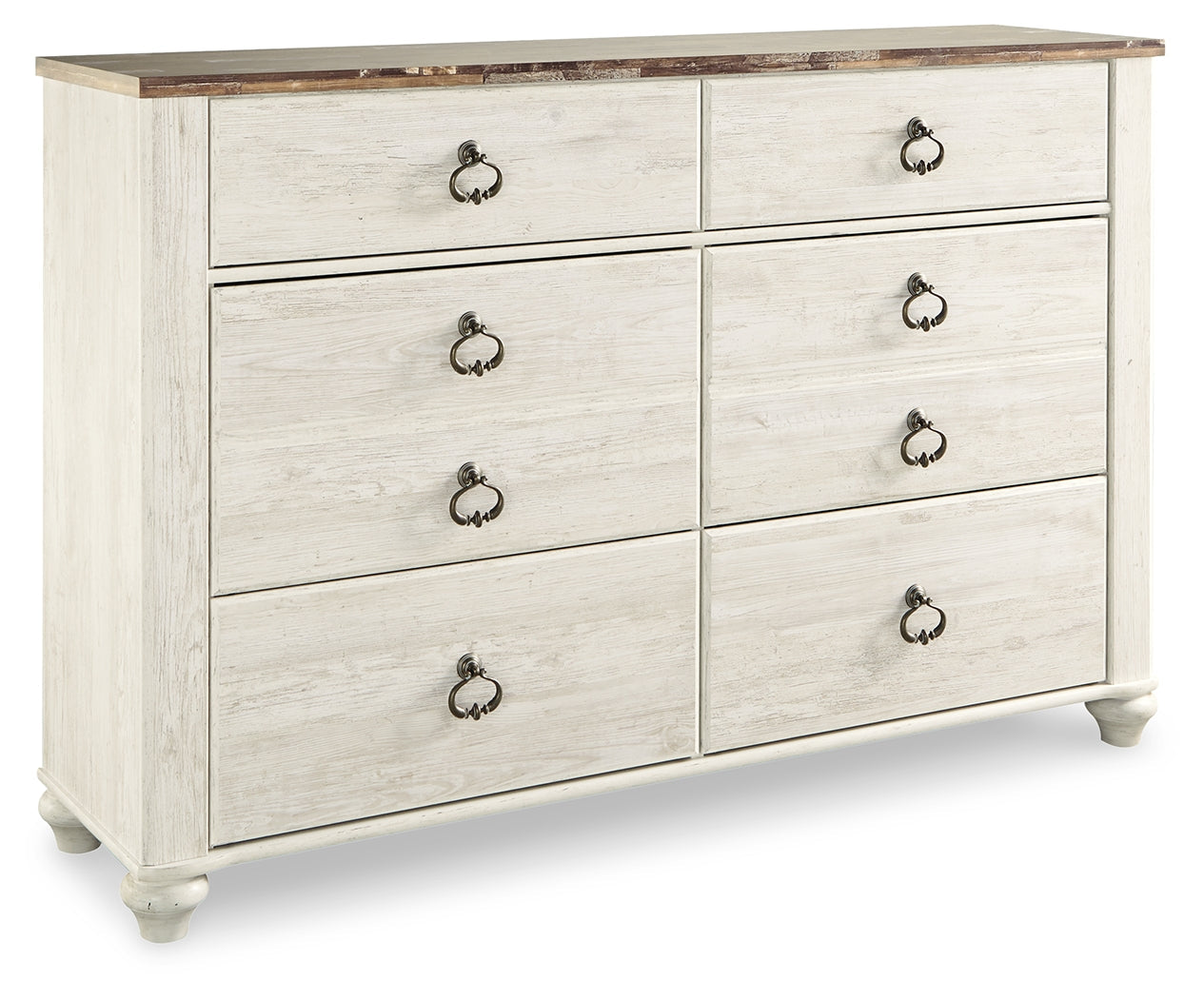 Willowton Whitewash Queen Sleigh Bedroom Set with Dresser