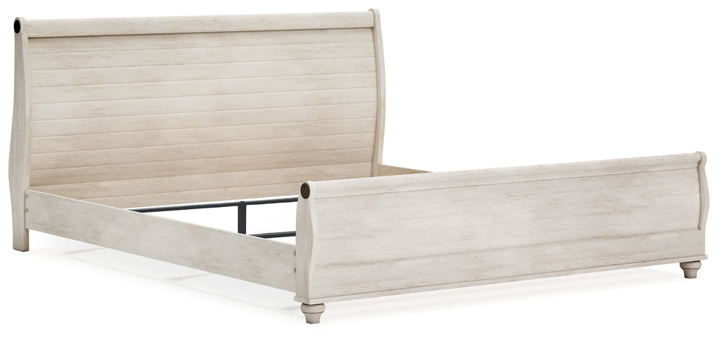 Willowton Whitewash Queen Sleigh Bedroom Set with Dresser