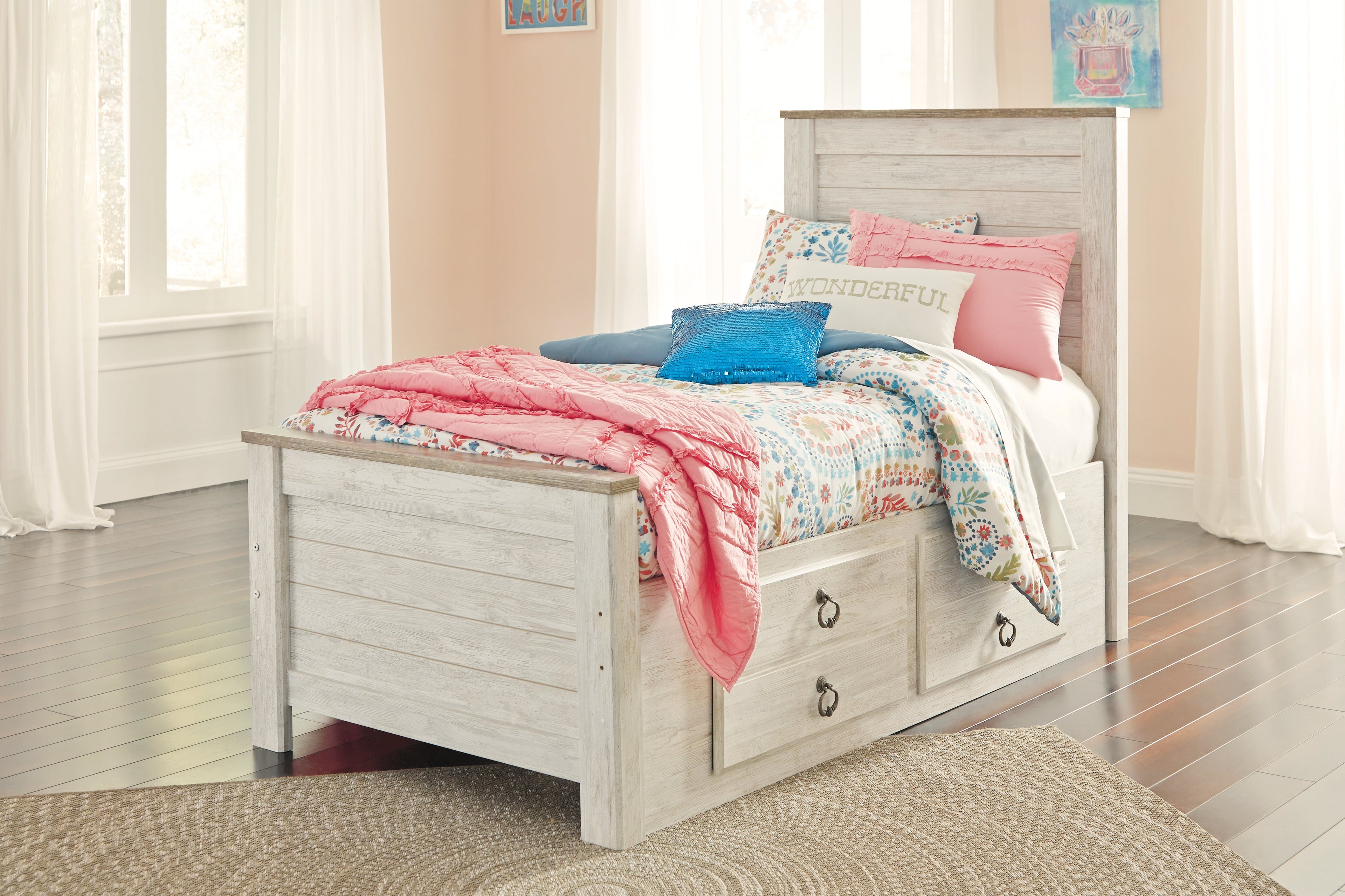 Willowton Whitewash Twin Bedroom Set