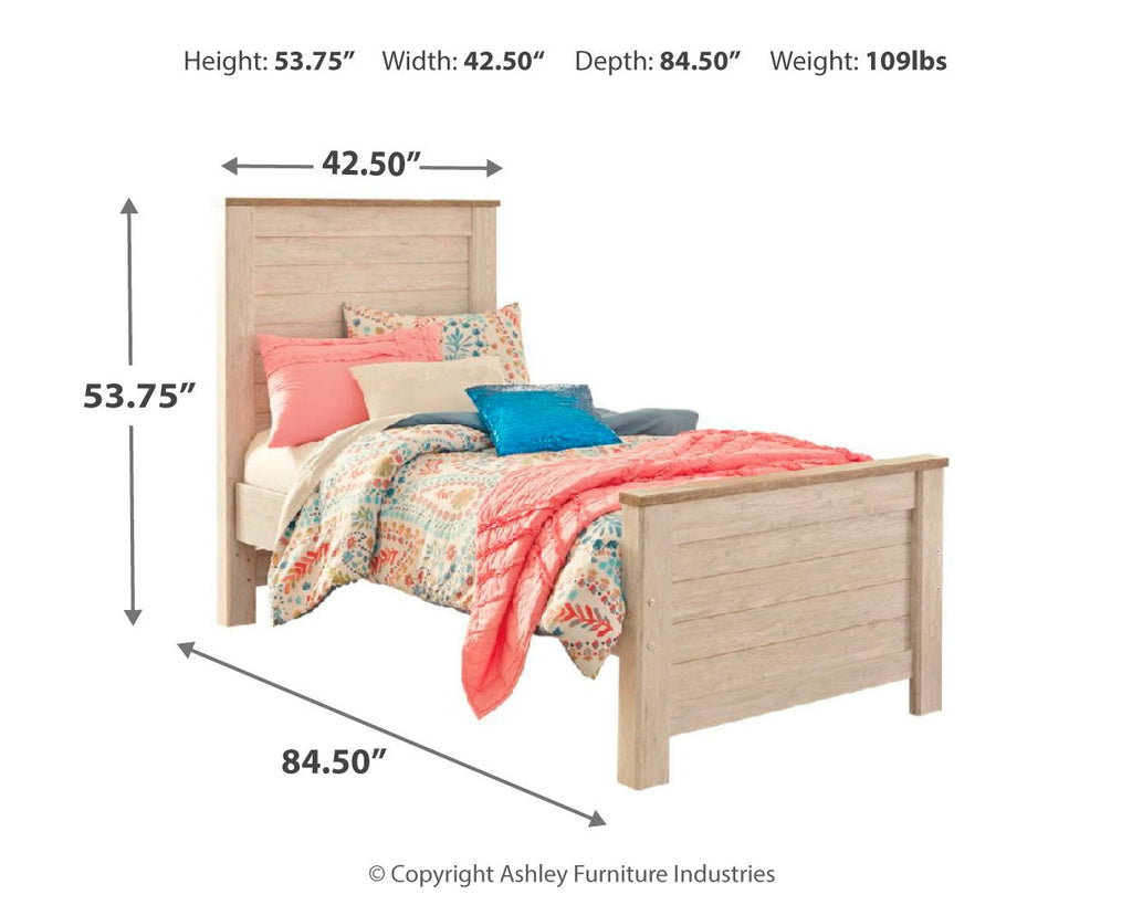 Willowton Whitewash Twin Panel Bedroom Set with Dresser
