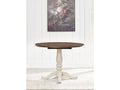 Wirloni Antique White/Brown Dining Drop Leaf Table