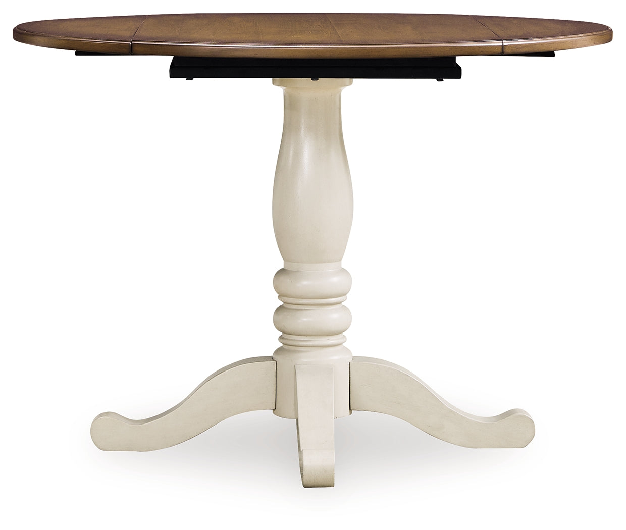 Wirloni Antique White/Brown Dining Drop Leaf Table