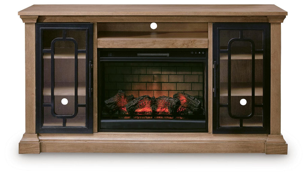 Wittenmyer Natural/Black 72" TV Stand with Electric Fireplace