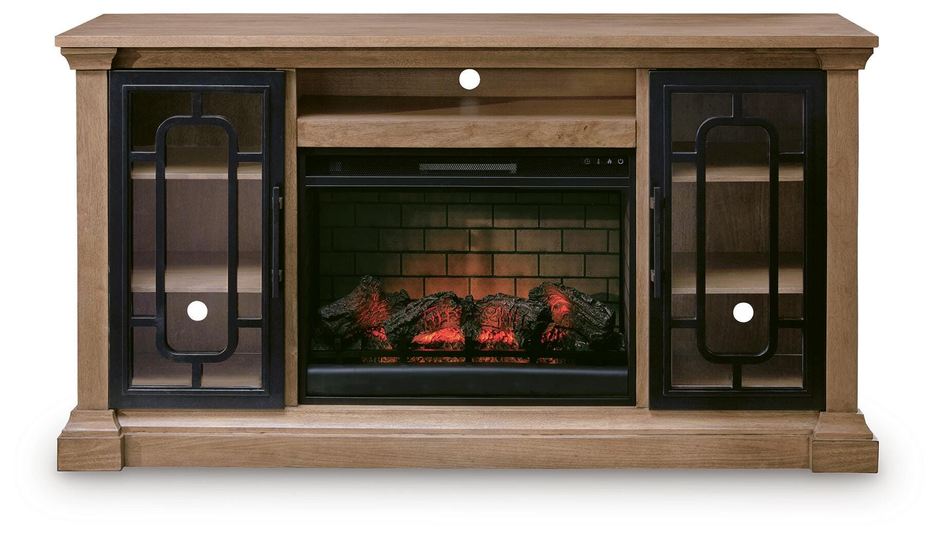 Wittenmyer Natural/Black 72" TV Stand with Electric Fireplace