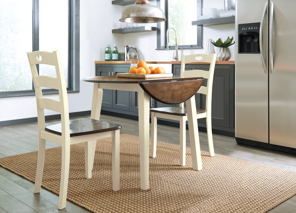 Woodanville Cream/Brown Dining Table with 2 Chairs