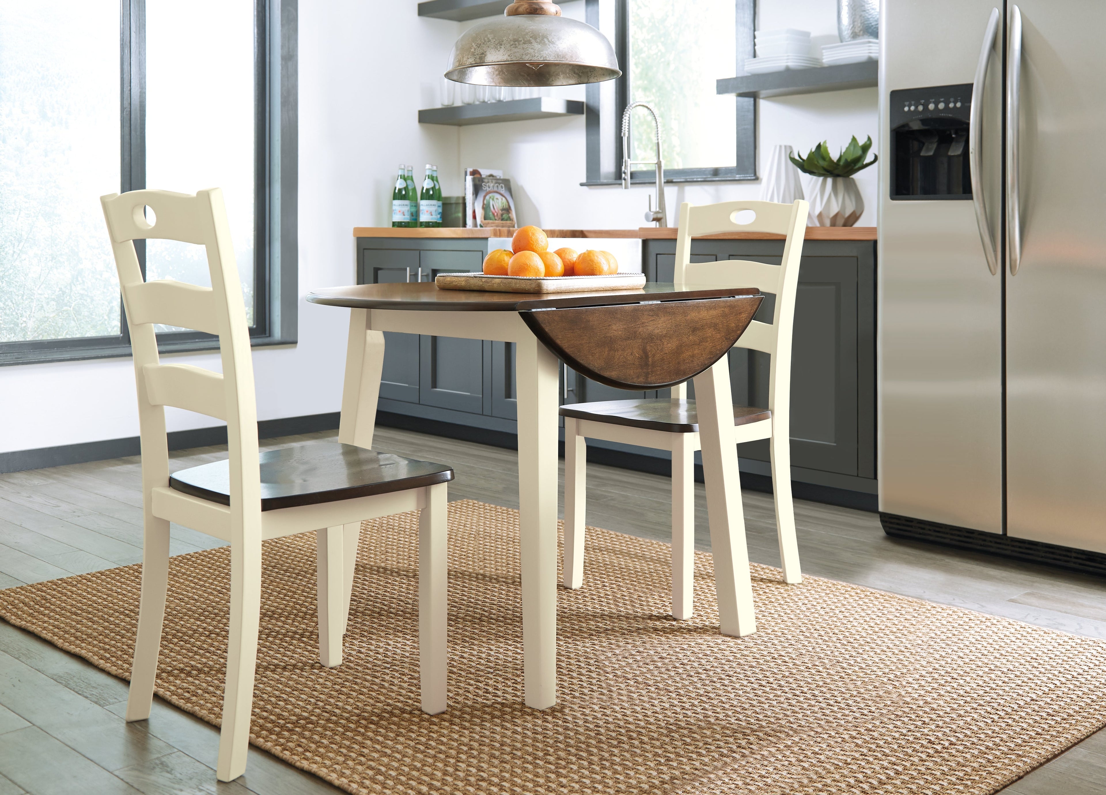 Woodanville Cream/Brown Dining Table with 2 Chairs