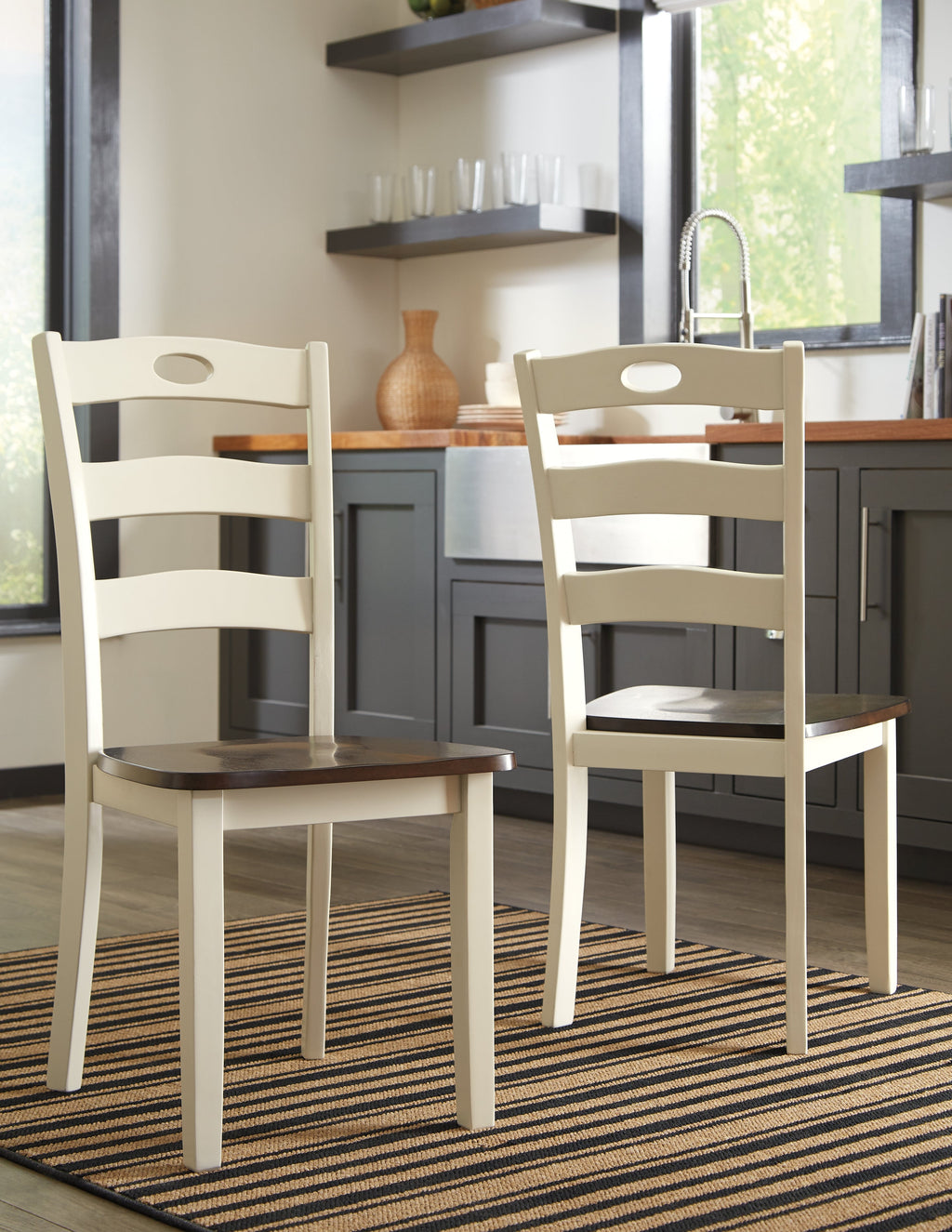 Woodanville Cream/Brown Dining Table with 2 Chairs