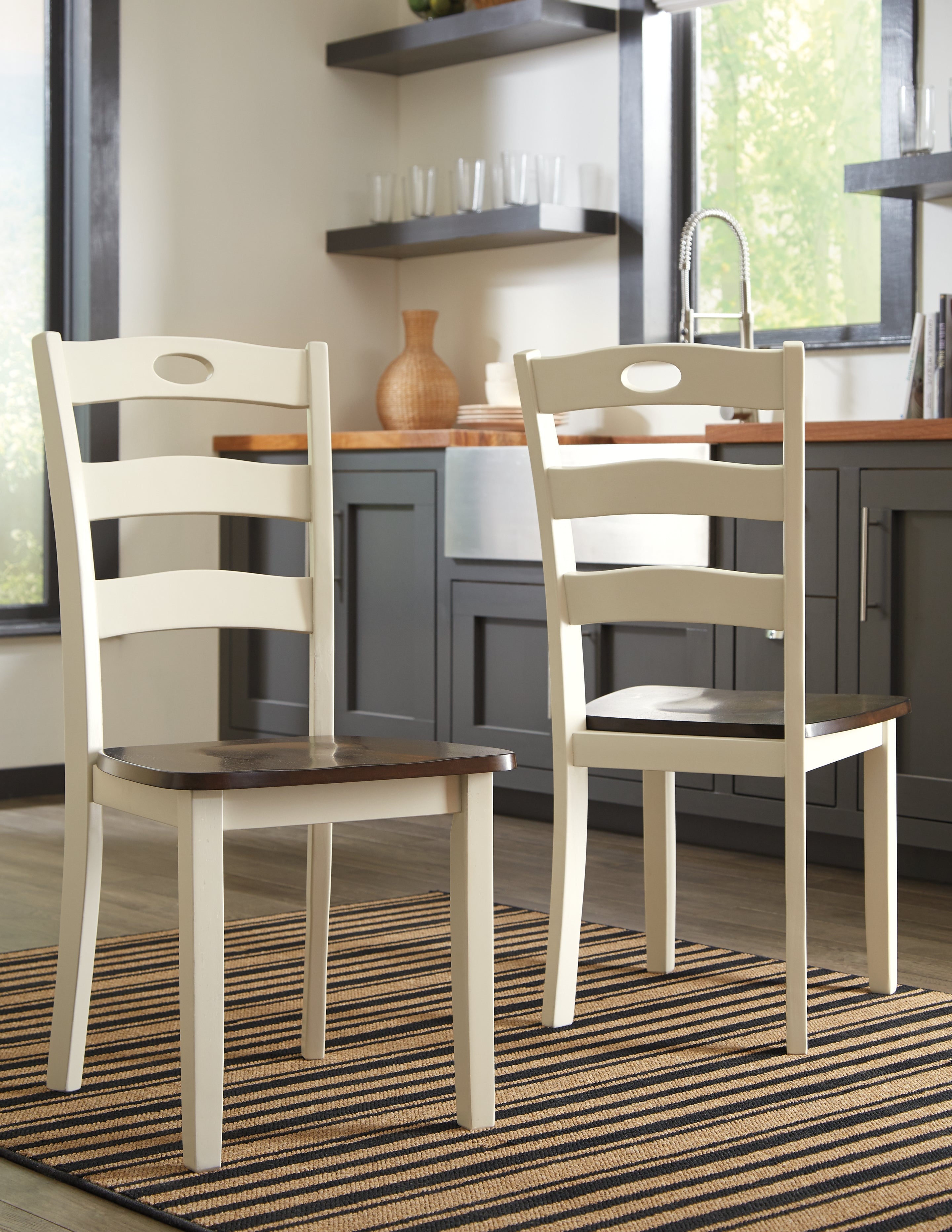 Woodanville Cream/Brown Dining Table with 2 Chairs