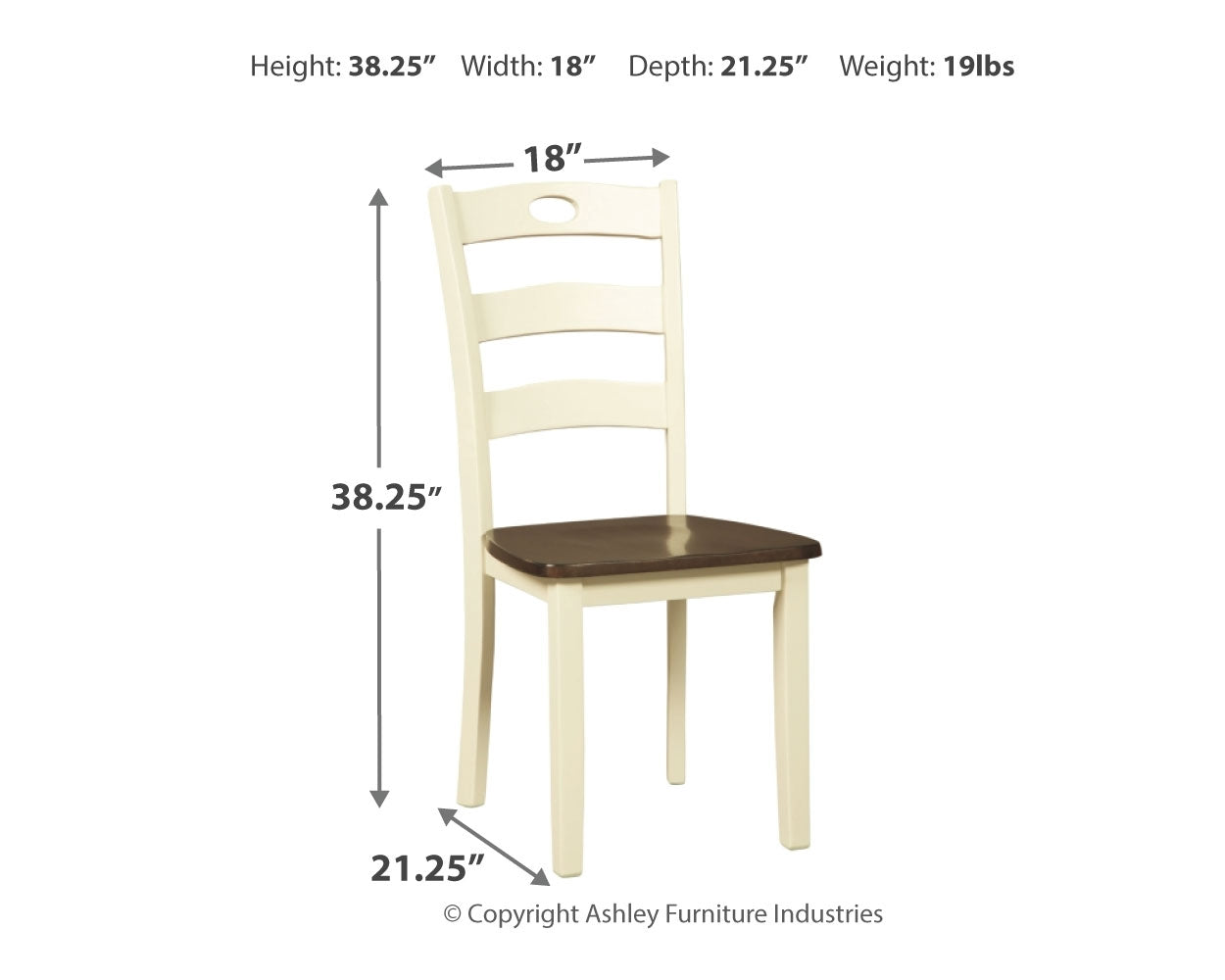 Woodanville Cream/Brown Dining Table with 2 Chairs
