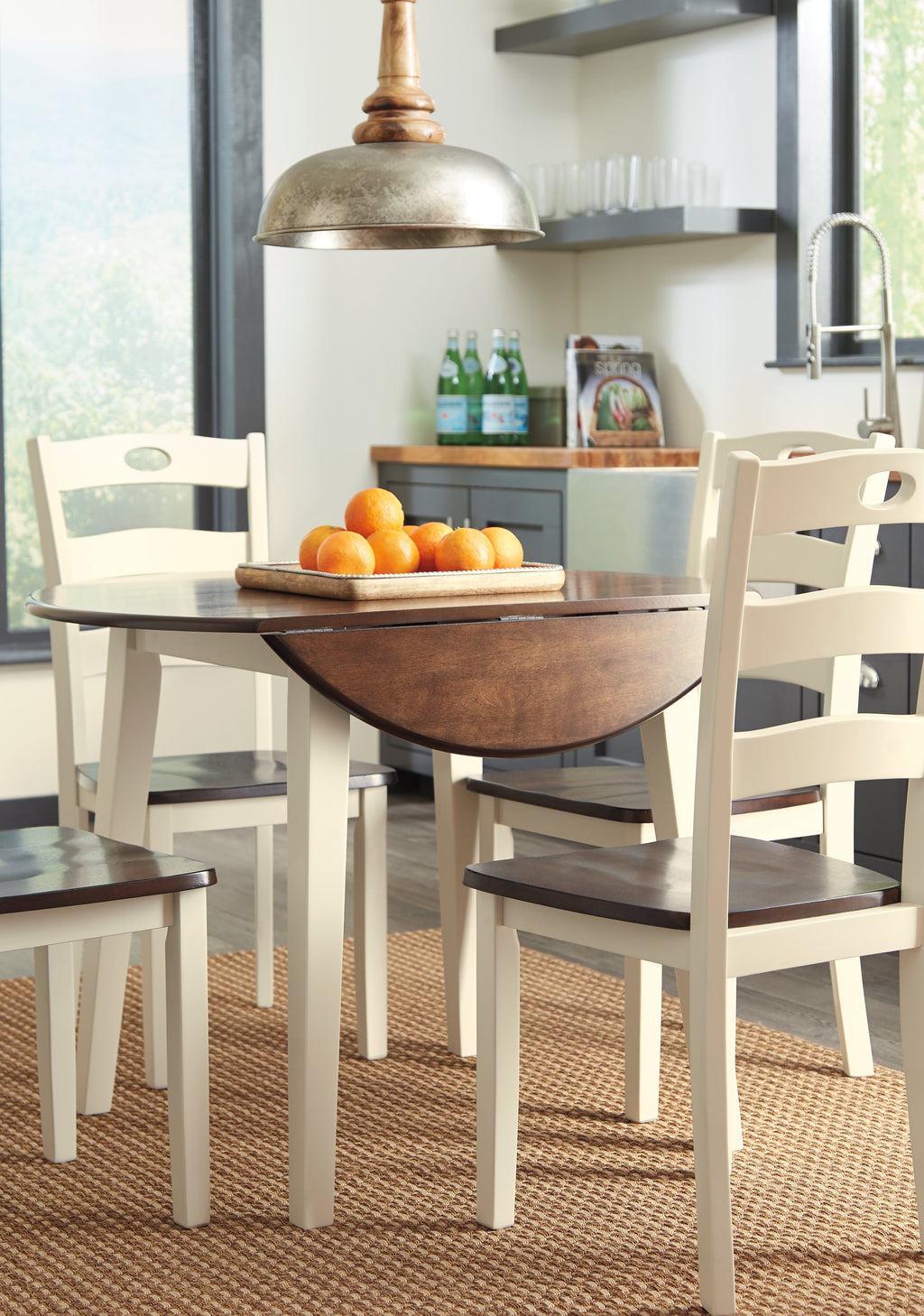 Woodanville Cream/Brown Dining Table with 4 Chairs