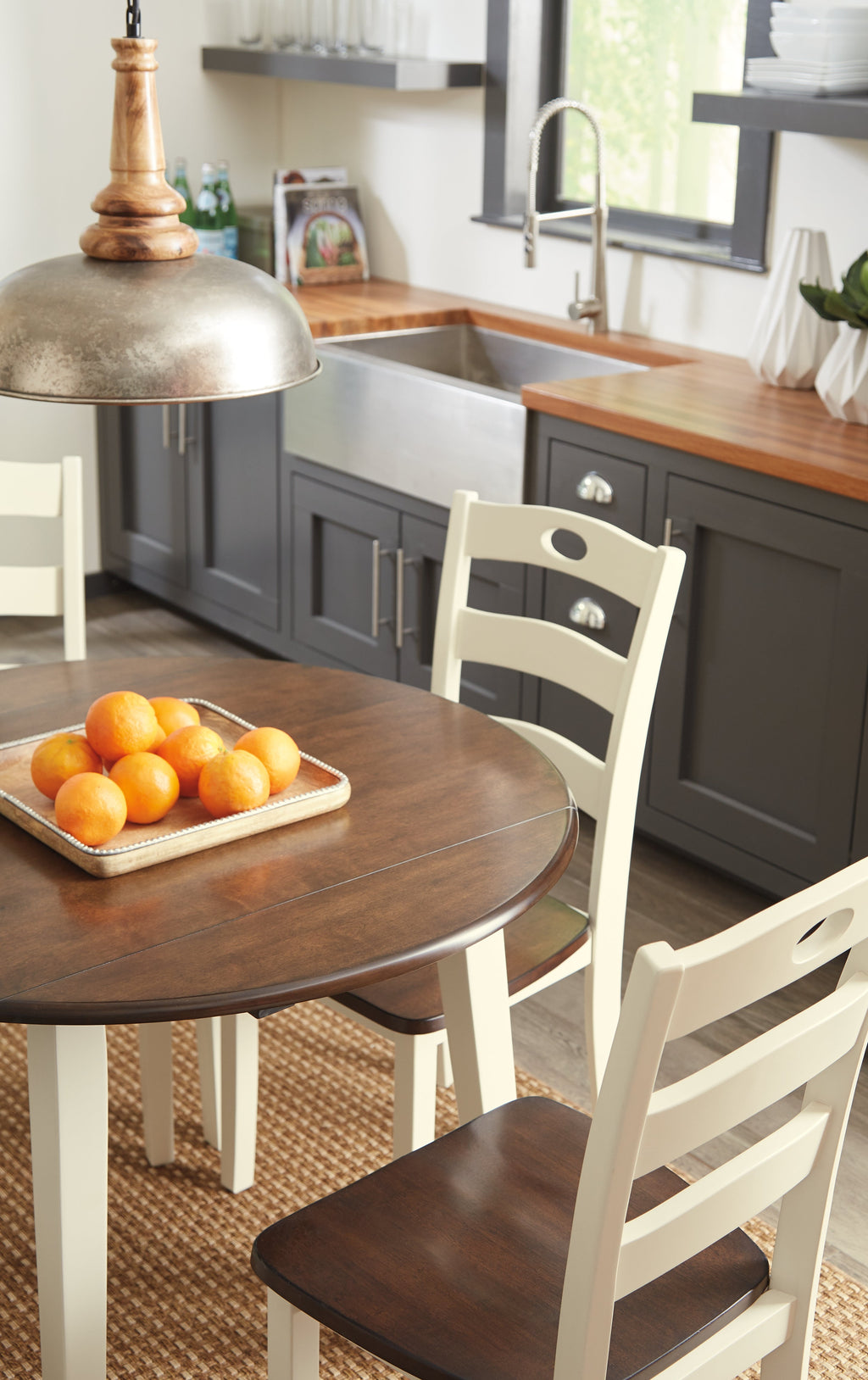 Woodanville Cream/Brown Dining Table with 4 Chairs