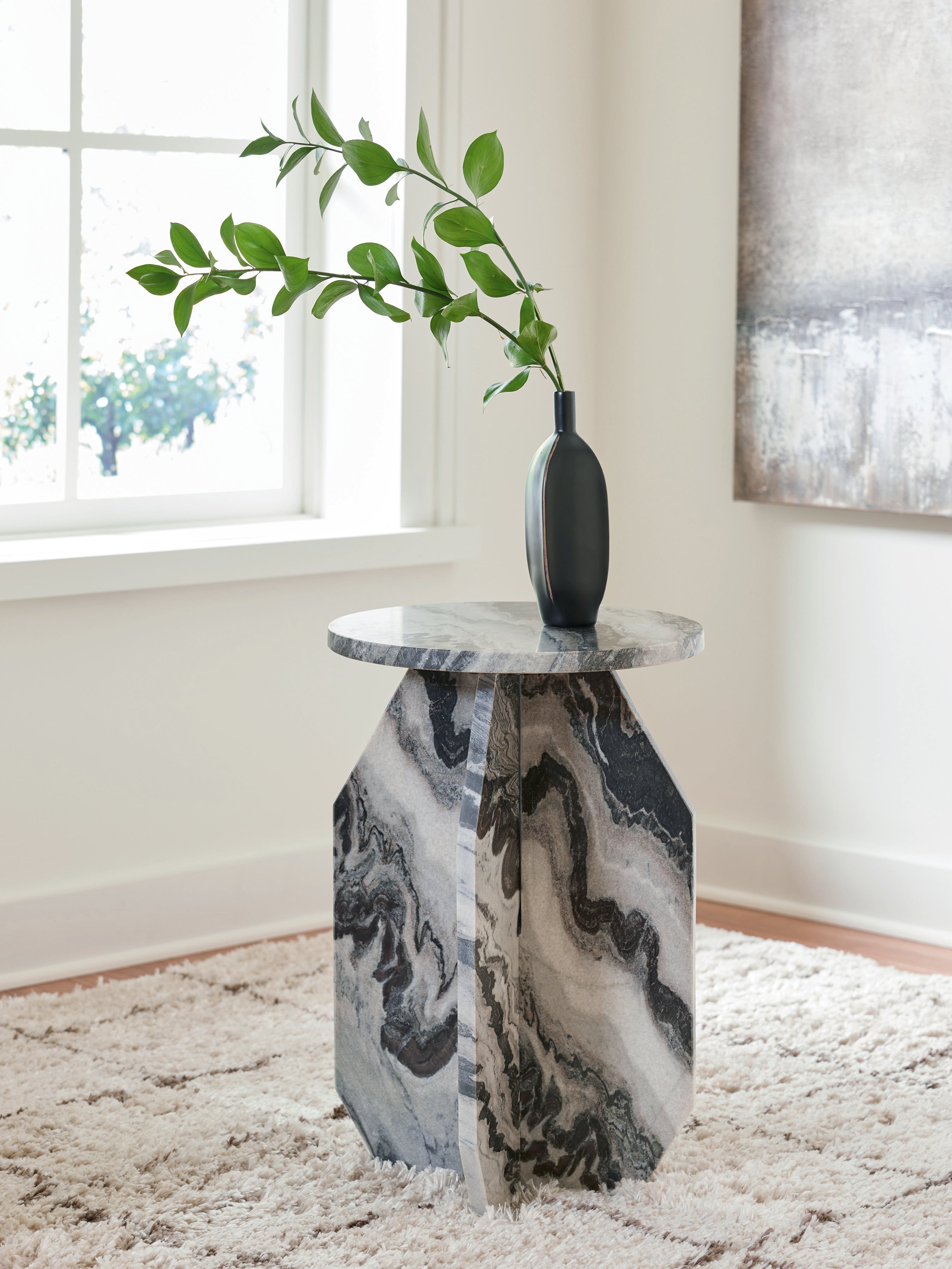 Wrenlane Black/White/Taupe Accent Table