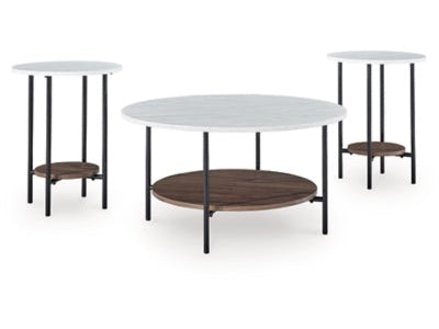 Wrenwich Brown/Black/White Occasional Table Set (Set of 3)