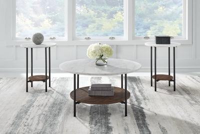 Wrenwich Brown/Black/White Occasional Table Set (Set of 3)