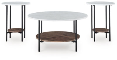 Wrenwich Brown/Black/White Occasional Table Set (Set of 3)