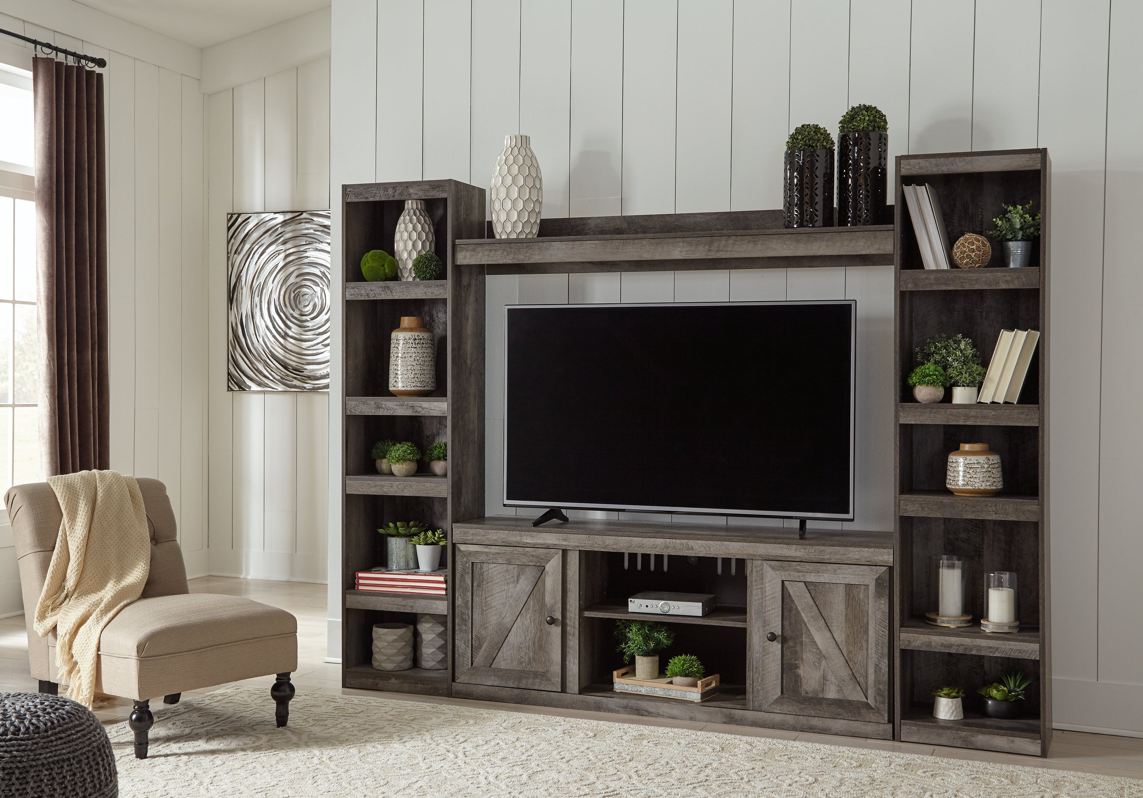 Wynnlow Gray 4-Piece Entertainment Center