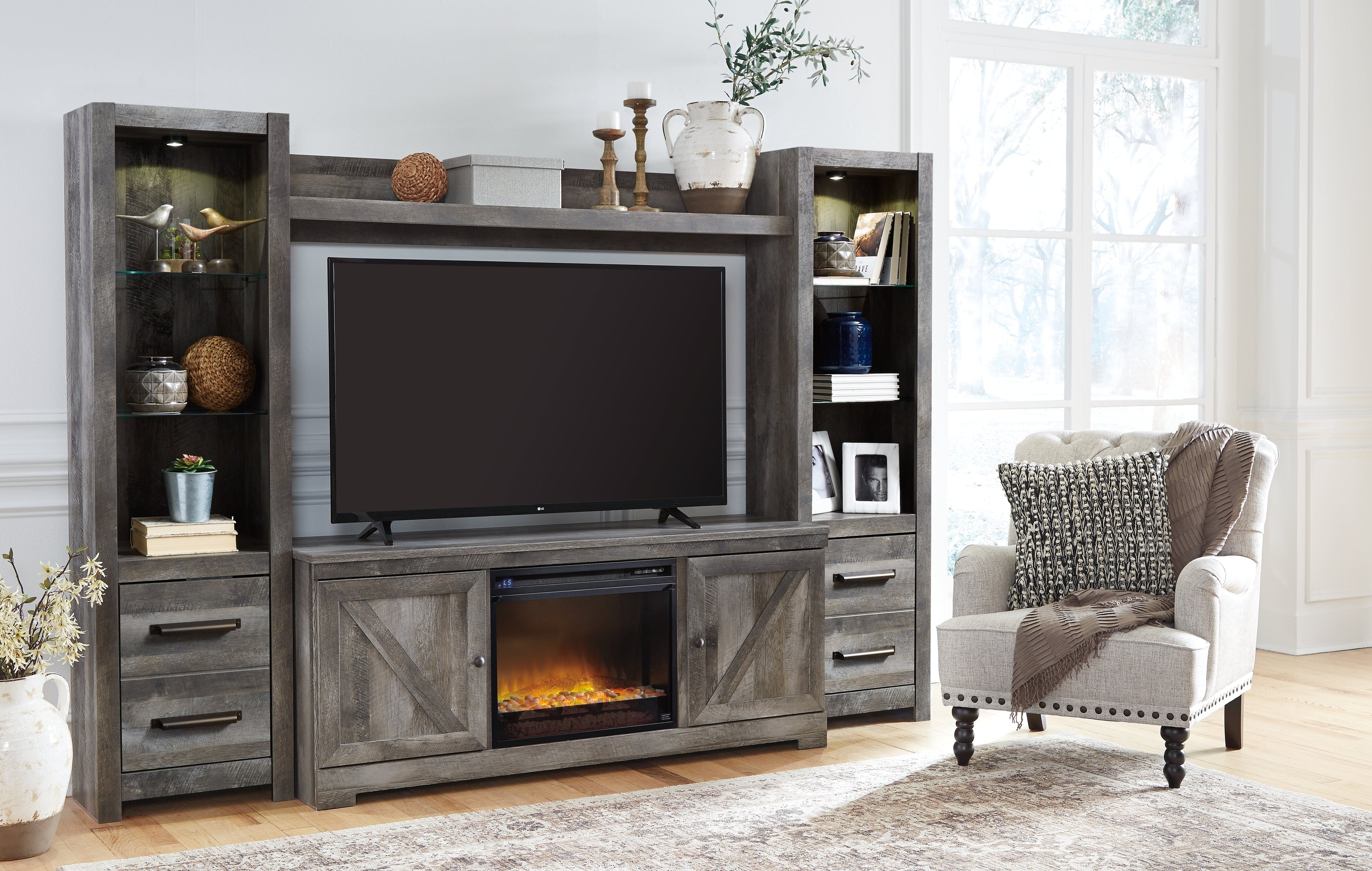 Wynnlow 4 Pc Entertainment Center, Gray
