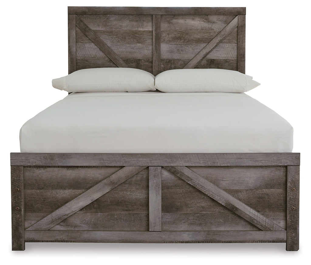 Wynnlow Gray Full Crossbuck Panel Bed & 2 Chests