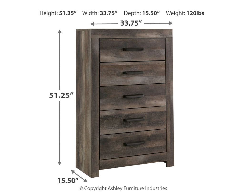 Wynnlow Gray Full Crossbuck Panel Bed & 2 Chests