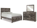 Wynnlow Gray Full Crossbuck Panel Bed, Dresser and Mirror