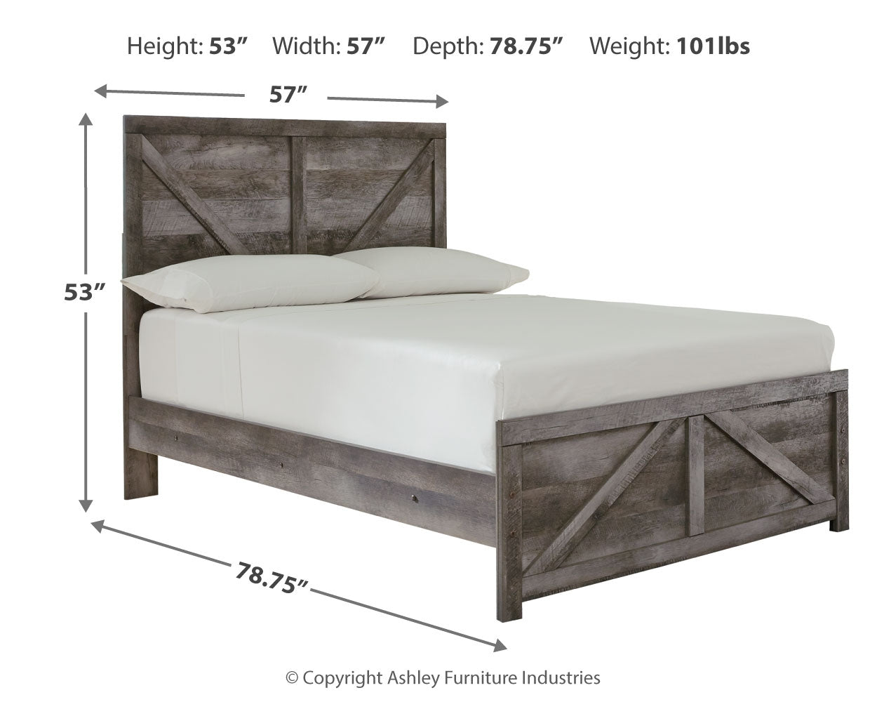 Wynnlow Gray Full Crossbuck Panel Bed