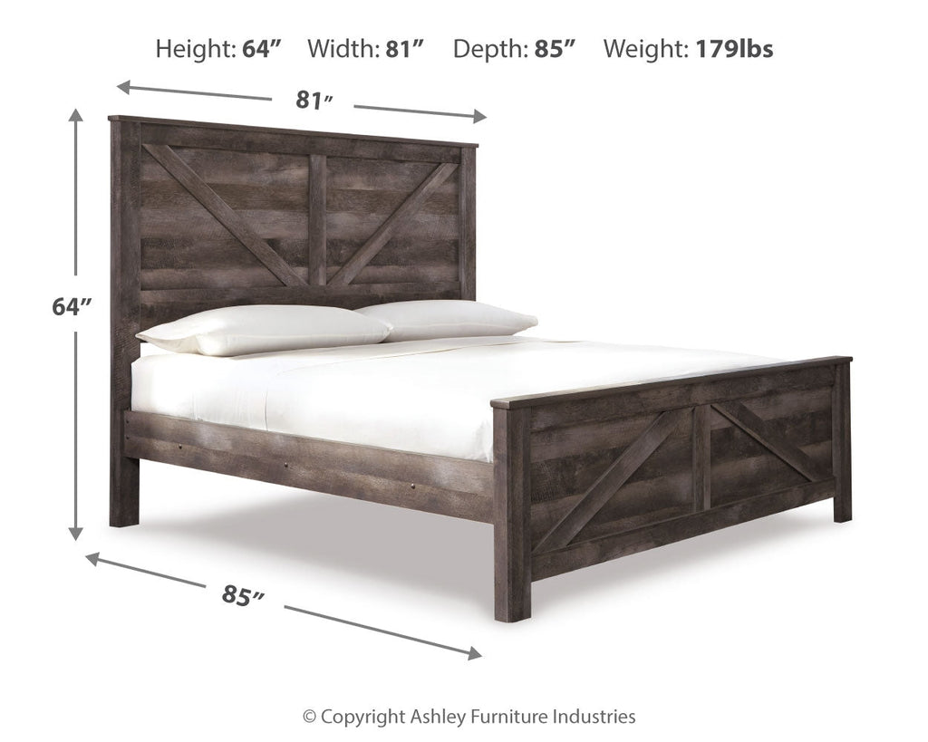Wynnlow Gray King Crossbuck Panel Bed