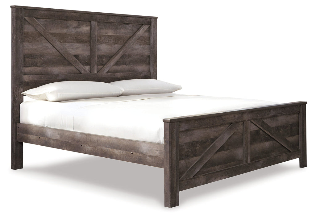 Wynnlow Gray King Crossbuck Panel Bedroom Set with Chest