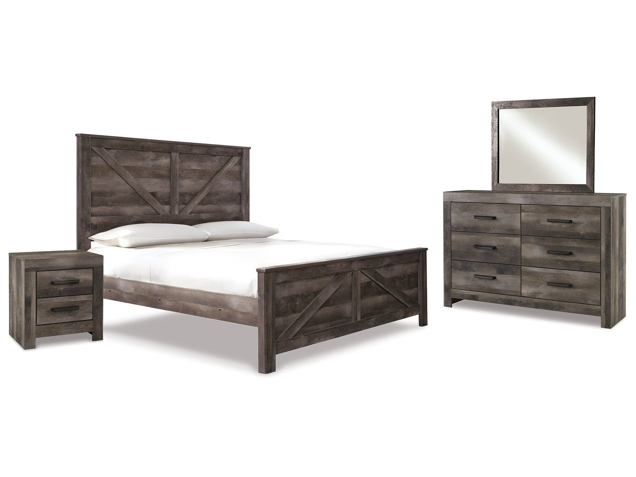 Wynnlow King Crossbuck Panel Bedroom Set, Gray