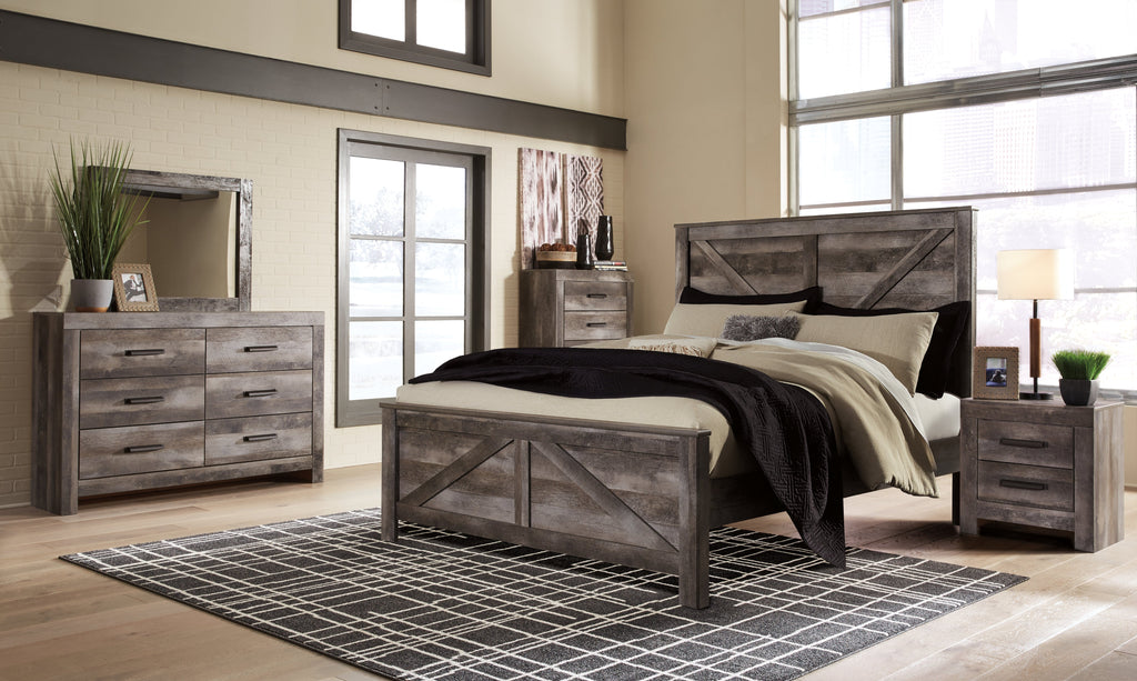 Wynnlow King Crossbuck Panel Bedroom Set, Gray