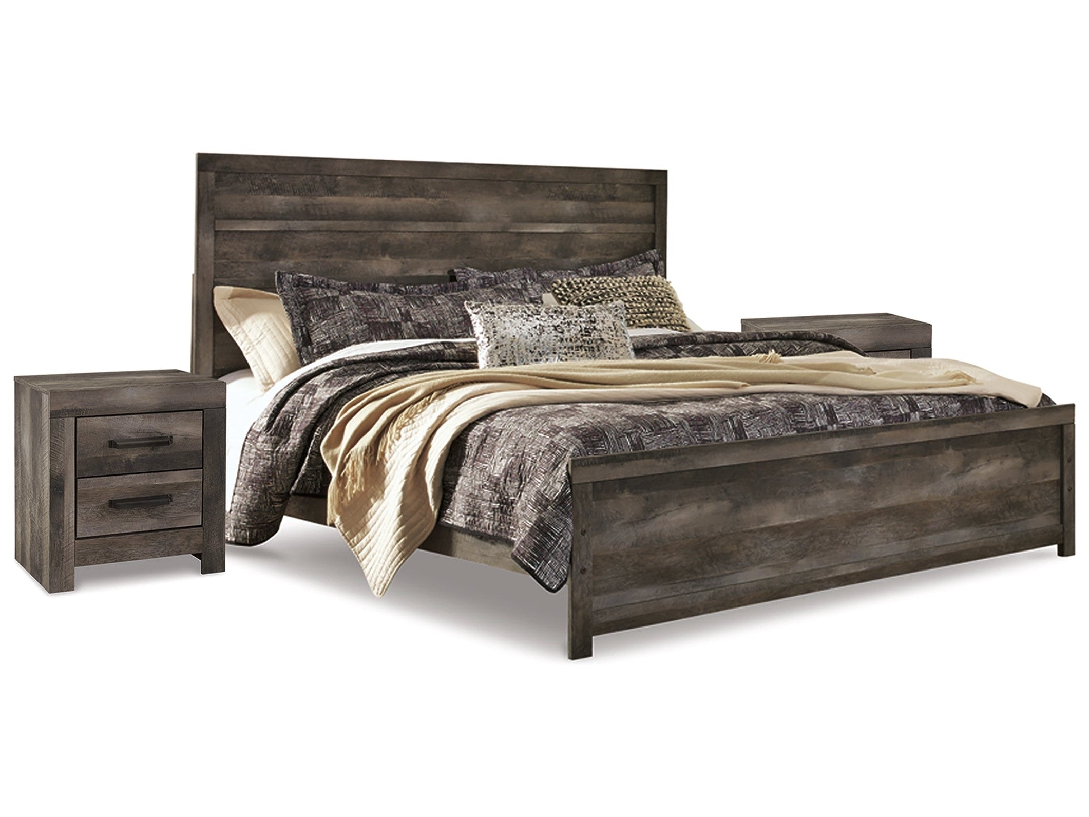 Wynnlow Gray King Panel Bedroom Set with 2 Nightstands