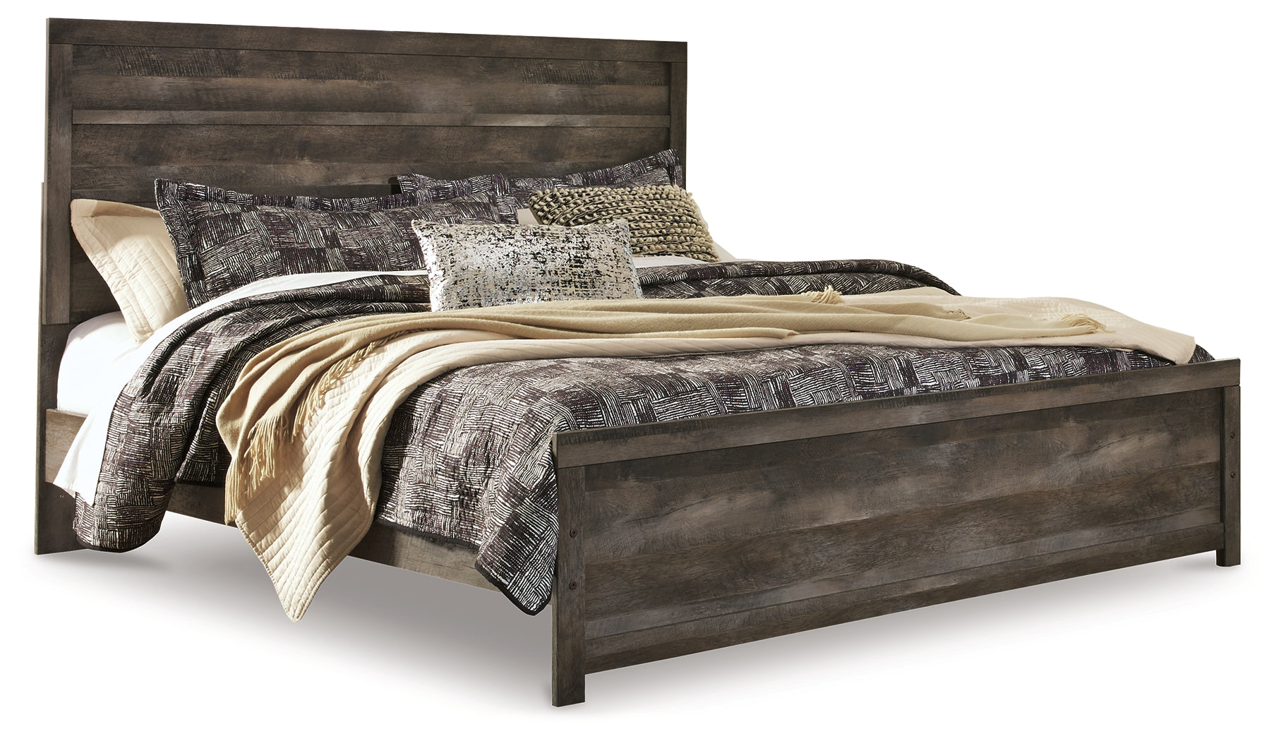 Wynnlow Gray King Panel Bedroom Set with 2 Nightstands