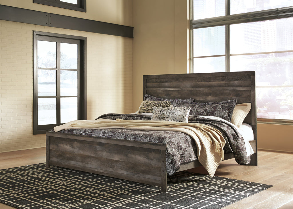 Wynnlow Gray King Panel Bedroom Set with 2 Nightstands