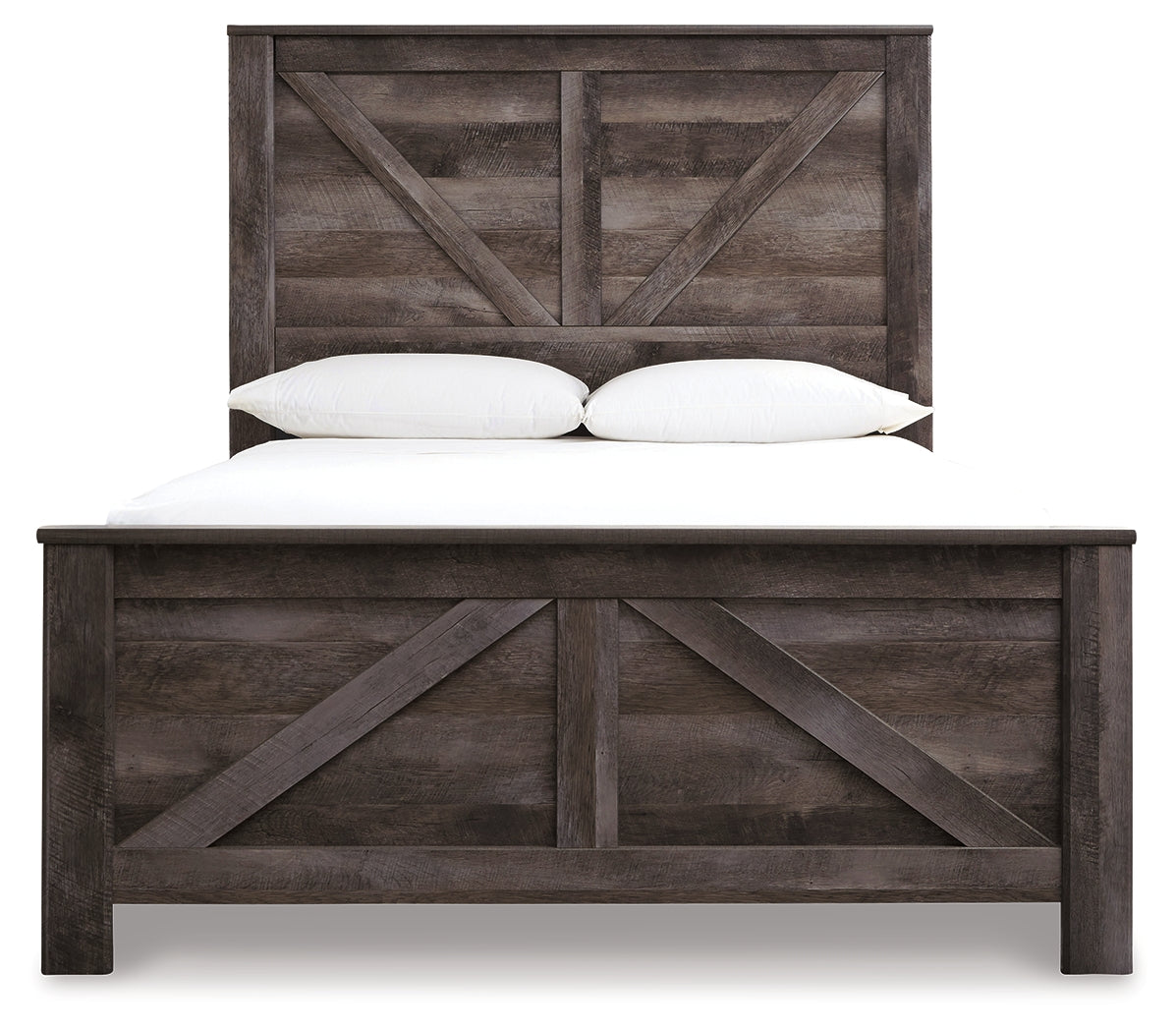 Wynnlow Gray Queen Crossbuck Panel Bed, Dresser and Mirror
